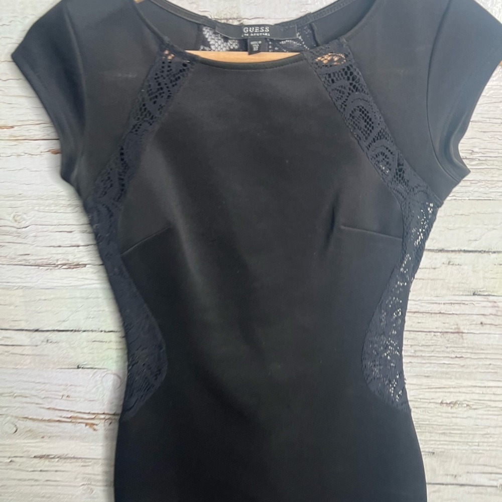 Guess xs black mini dress lace cut out body con - Picture 3 of 9